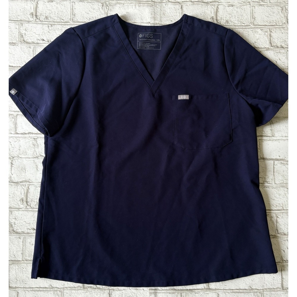 FIGS Technical Catarina One Pocket Scrub Top Size XXL Solid Navy Blue FW1000